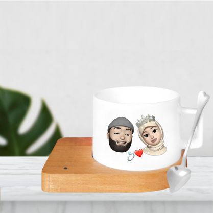 Ahşap Tabak Kaşıklı Fincan