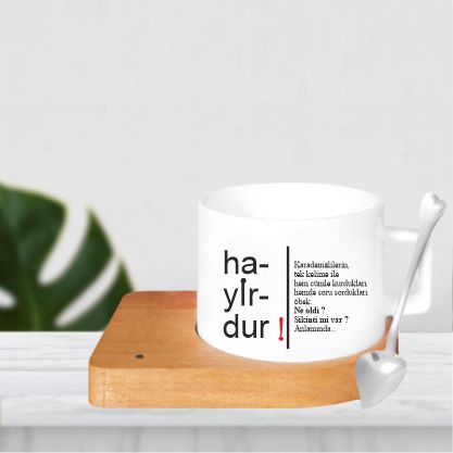 Ahşap Tabak Kaşıklı Fincan