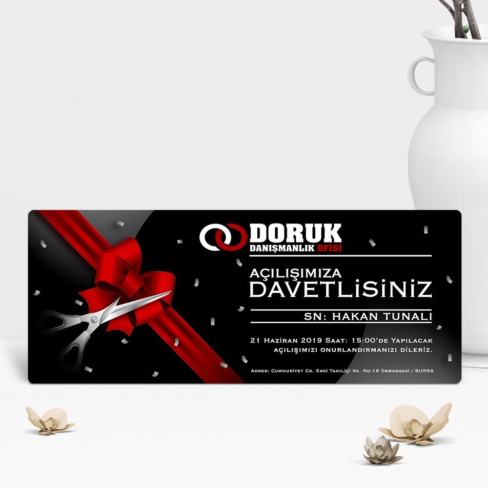 Ahşap Açılış Davetiyesi - Model 1-7