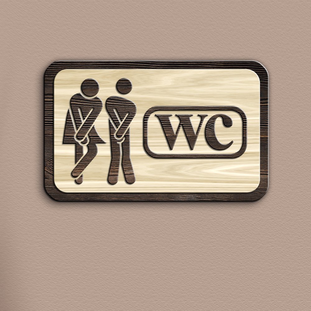 Bay & Bayan WC Ahşap Uyarı Levhası - 1