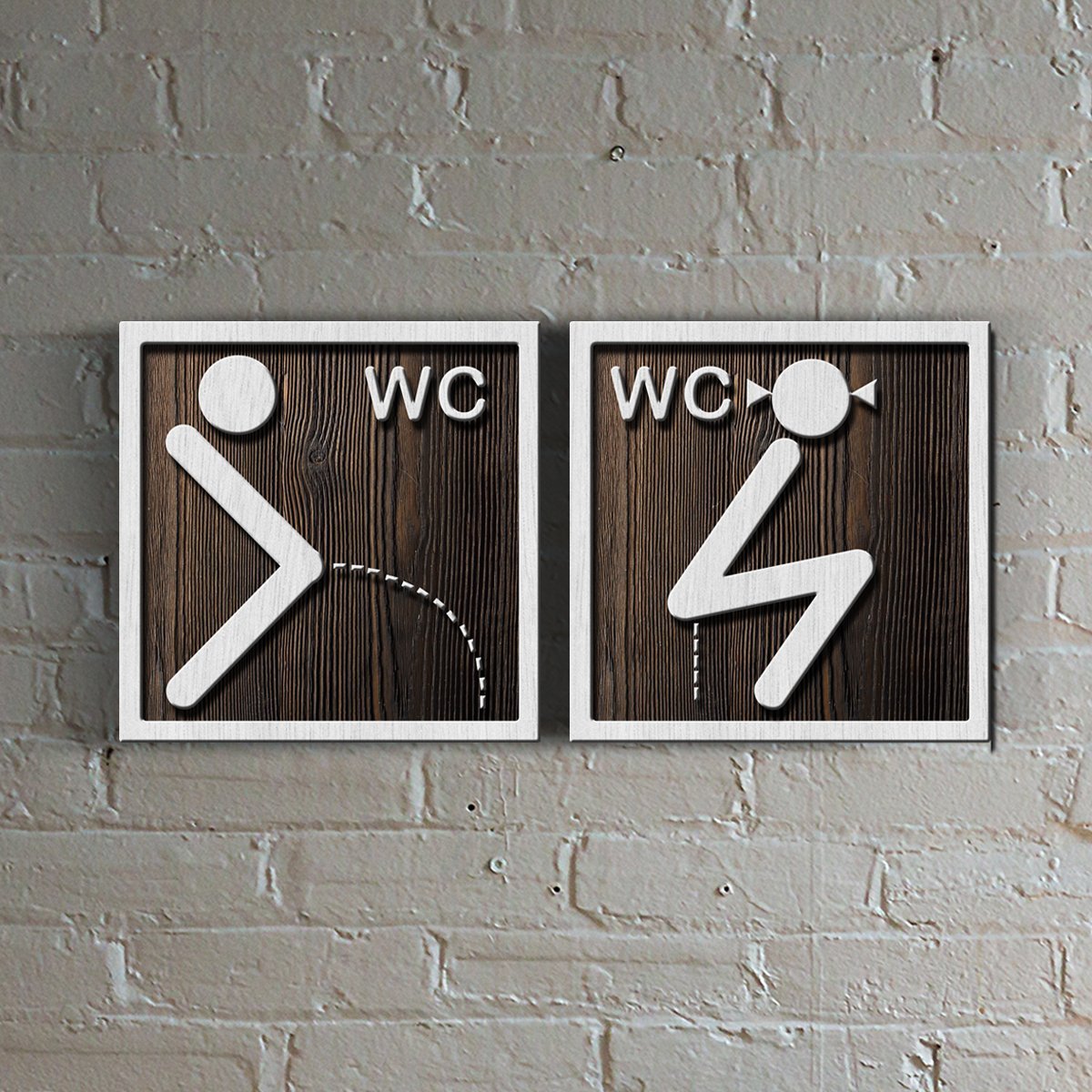 Bay & Bayan WC Ahşap Uyarı Levhası - 4