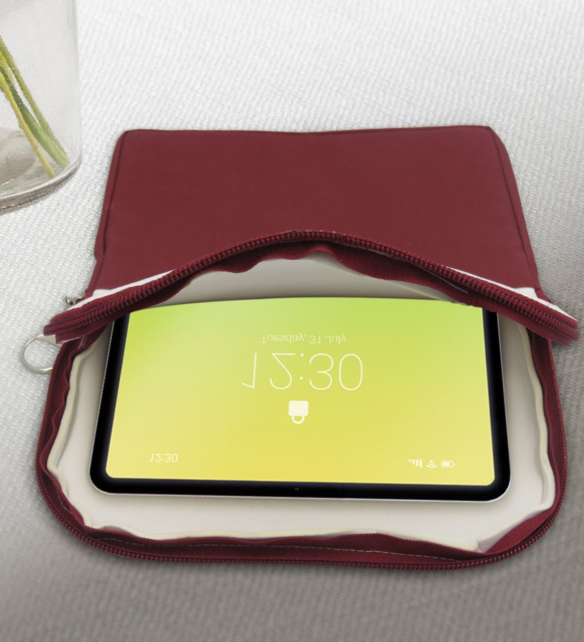 BK Gift Ayı Tasarımlı Taşınabilir Koruyucu Tablet Kılıfı & Organizer Çanta - Bordo-1