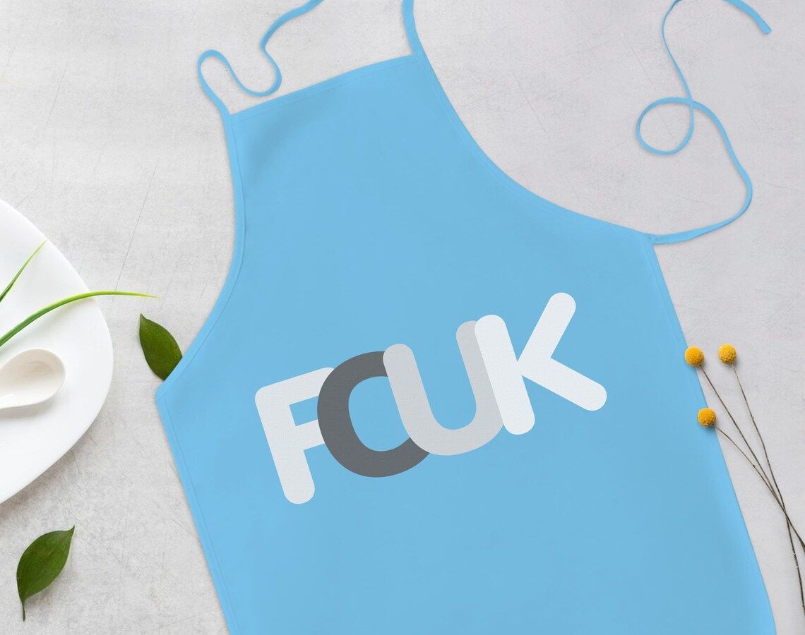 BK Gift Fcuk Tasarımlı Mavi Mutfak Önlüğü Aşçı Hediyesi, Arkadaşa Hediye-7