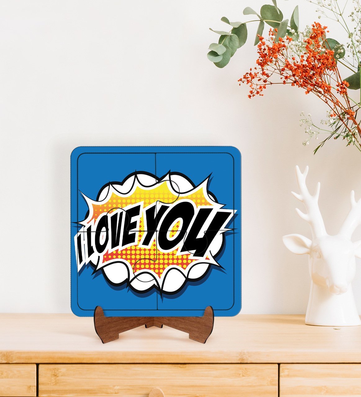 BK Gift Pop Art Tasarımlı Ahşap Standlı Puzzle Çerçeve-15