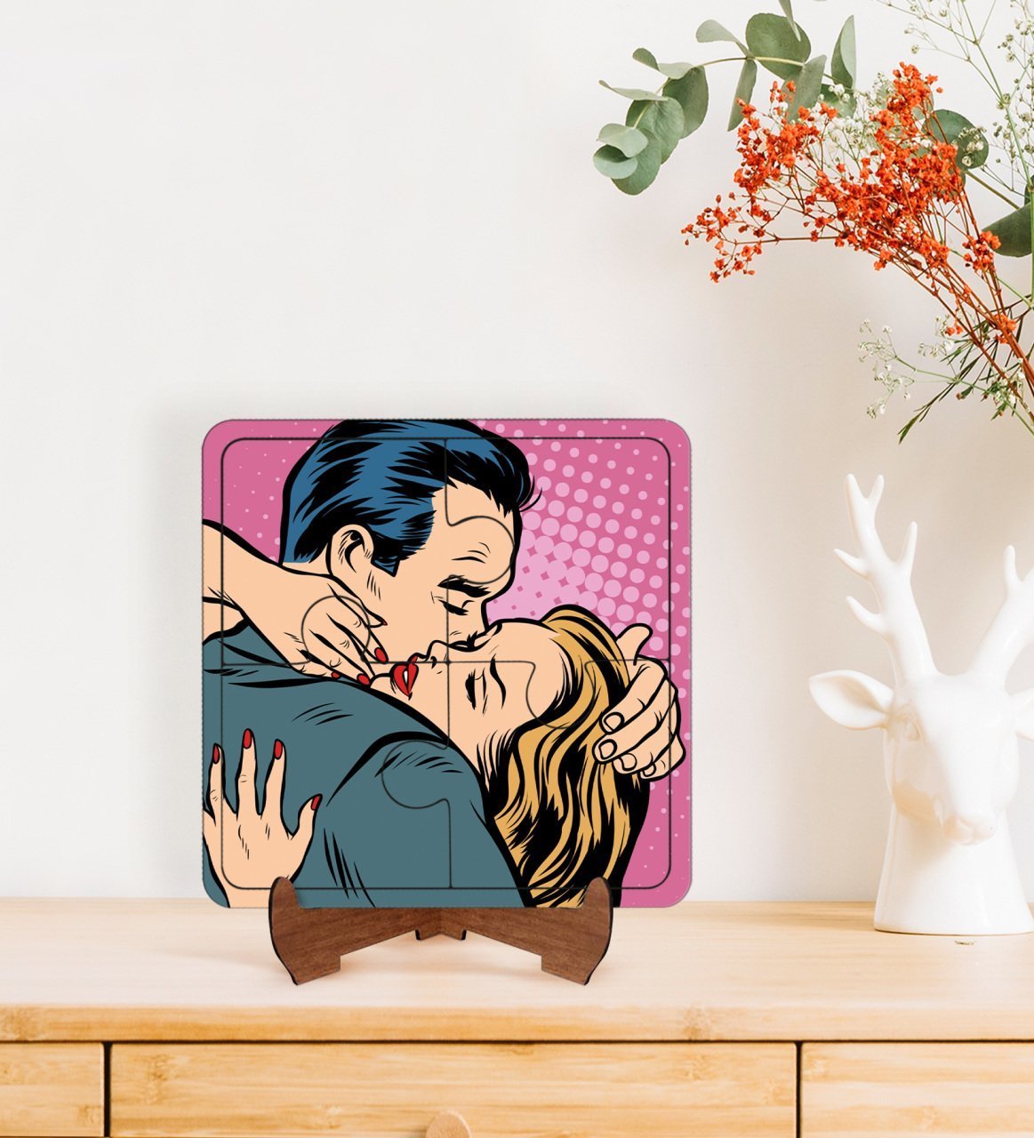 BK Gift Pop Art Tasarımlı Ahşap Standlı Puzzle Çerçeve-39