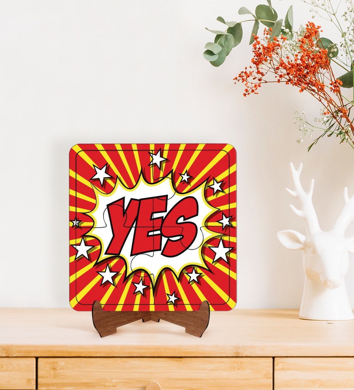 BK Gift Pop Art Tasarımlı Ahşap Standlı Puzzle Çerçeve-9