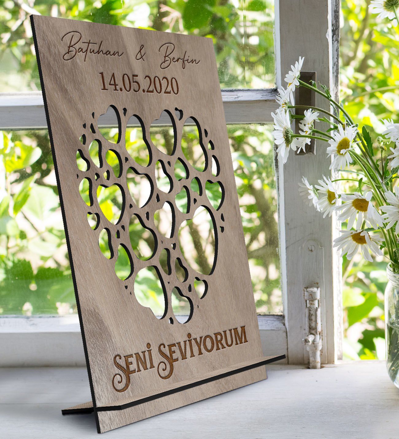 BK Gift Sevgililere Özel İsimli ve Mesajlı Dekoratif Ahşap Biblo,Sevgiliye Hediye,Doğum Günü Hediyesi, Sevgililer Günü Hediyesi