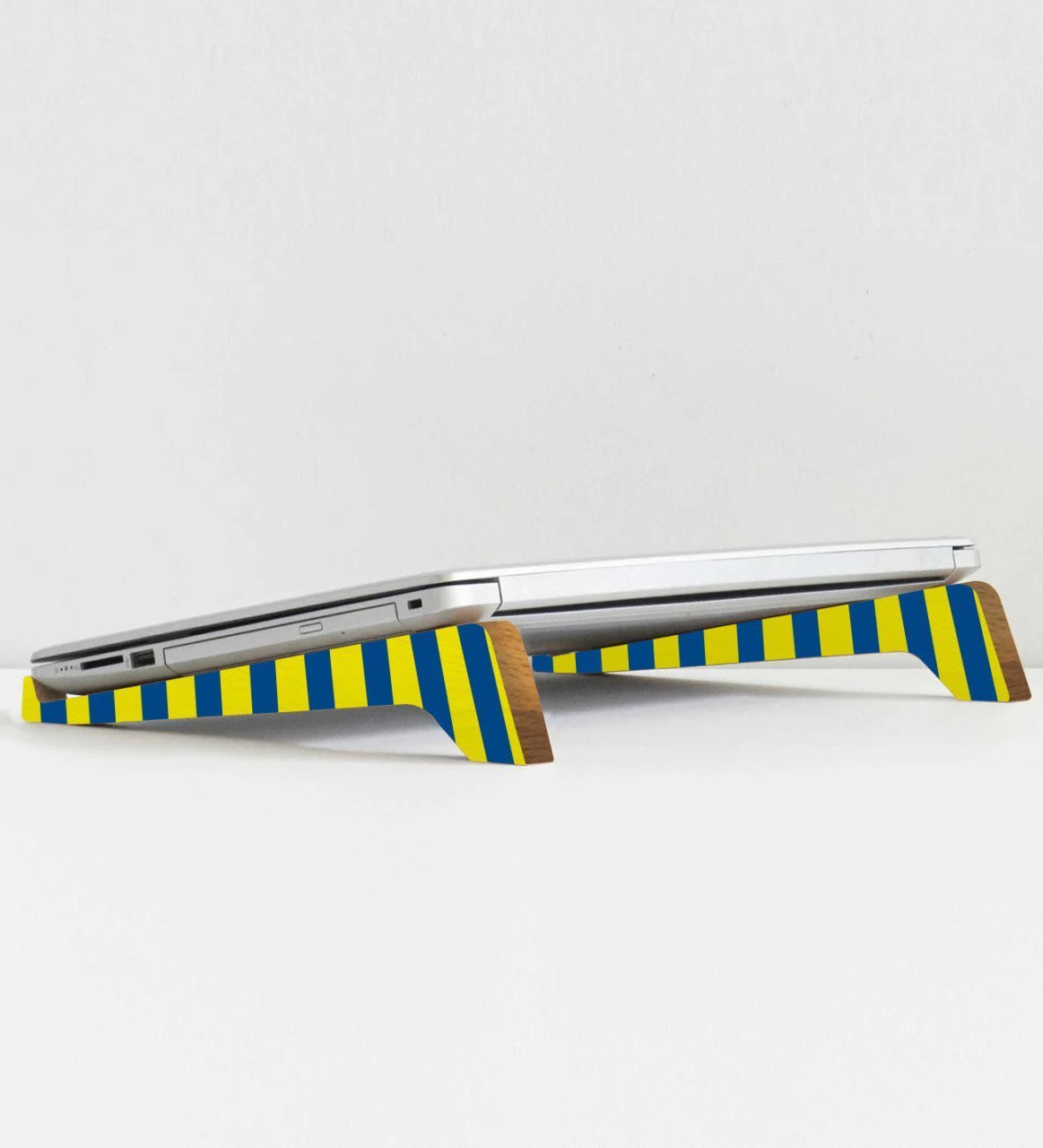 BK Gift Taşınabilir Ahşap Sarı Lacivert Notebook Laptop Standı
