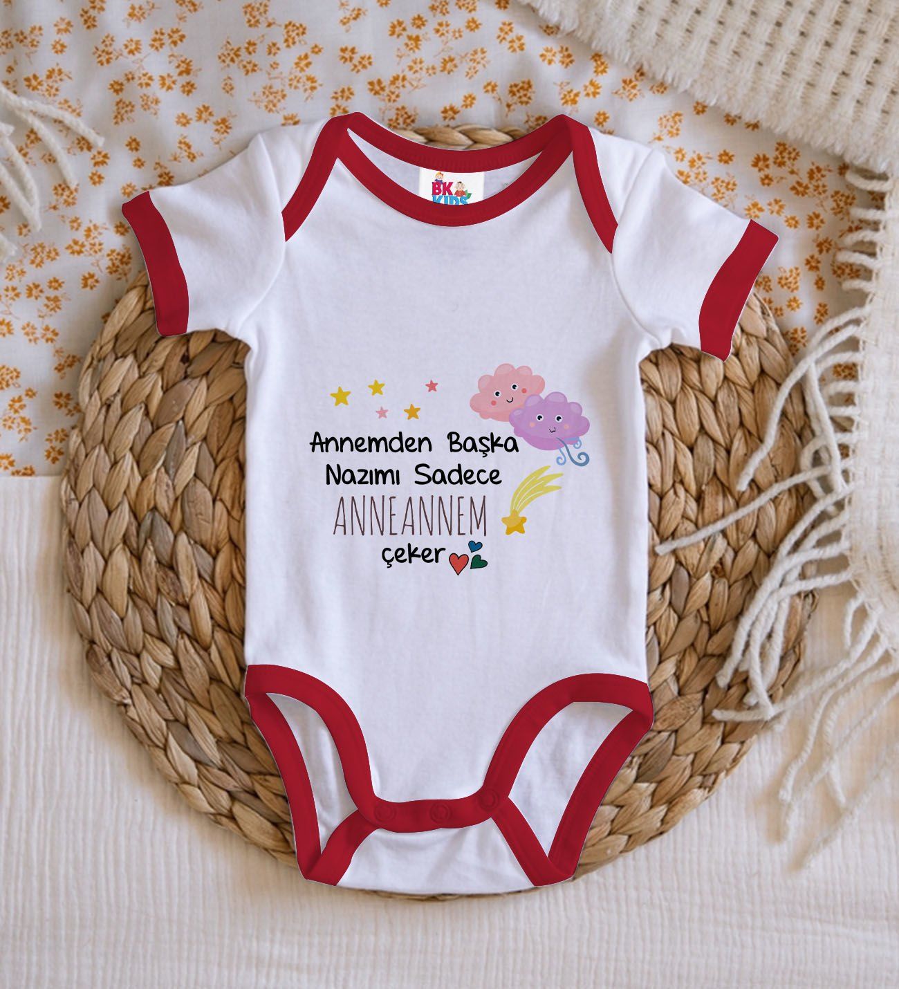 BK Kids Anneannem Tasarımlı Kırmızı Bebek Body Zıbın-1