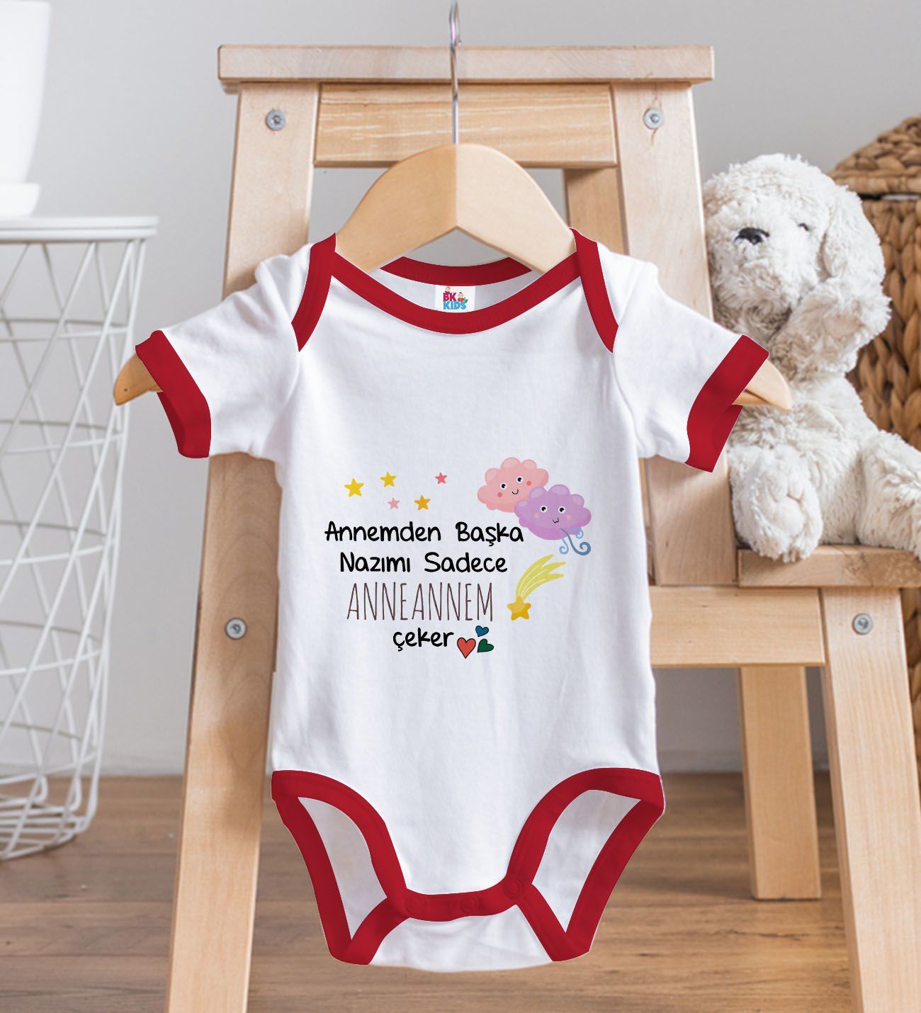 BK Kids Anneannem Tasarımlı Kırmızı Bebek Body Zıbın-1
