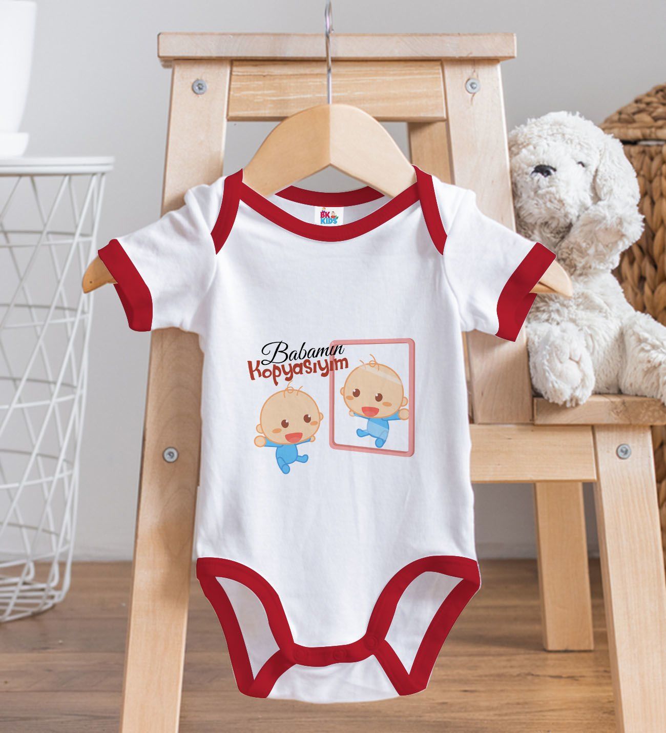 BK Kids Babamın Kopyasıyım Tasarımlı Kırmızı Bebek Body Zıbın-1