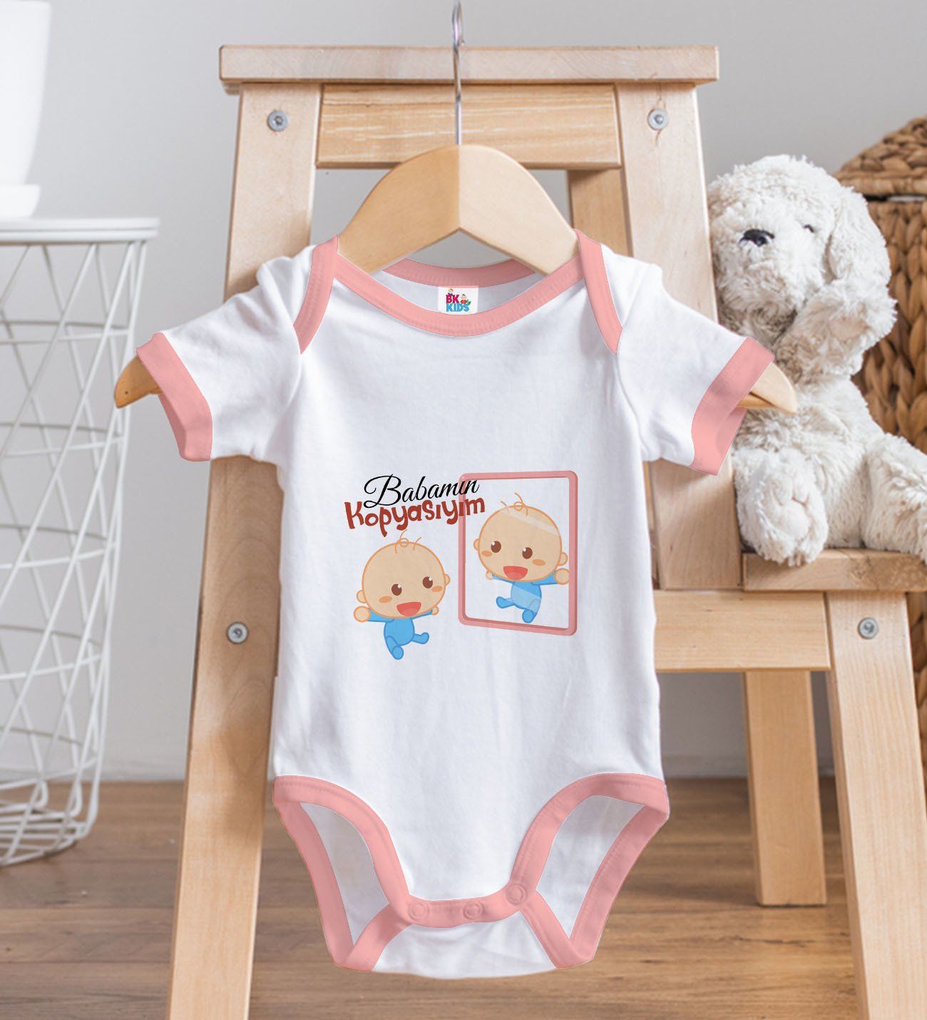 BK Kids Babamın Kopyasıyım Tasarımlı Pembe Bebek Body Zıbın-1