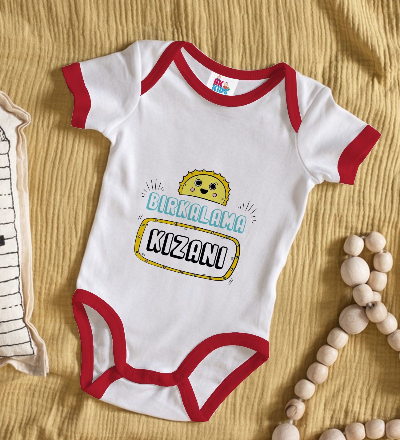BK Kids Bırkalama Kızanı Tasarımlı Kırmızı Bebek Body Zıbın-1