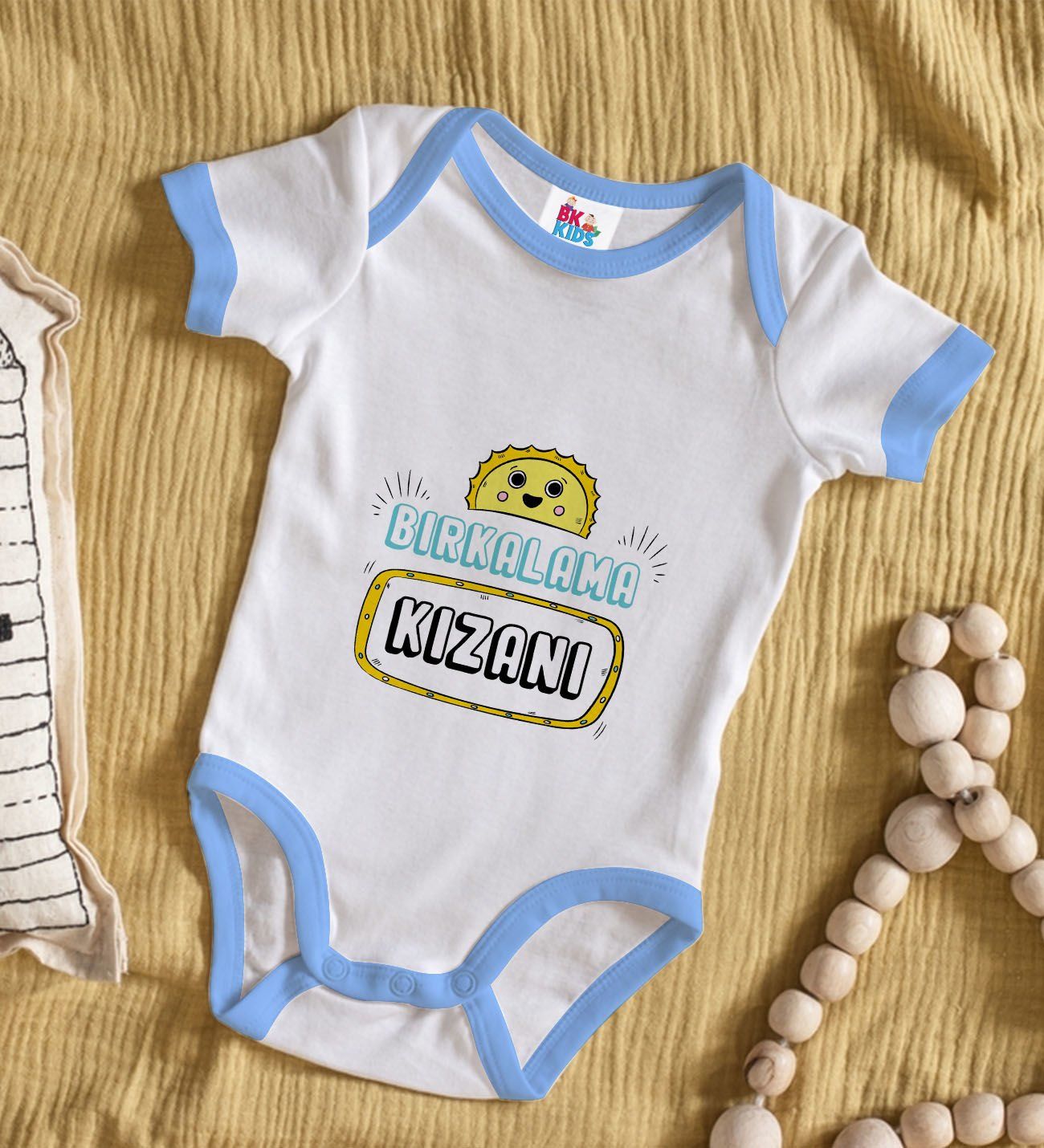 BK Kids Bırkalama Kızanı Tasarımlı Mavi Bebek Body Zıbın-1