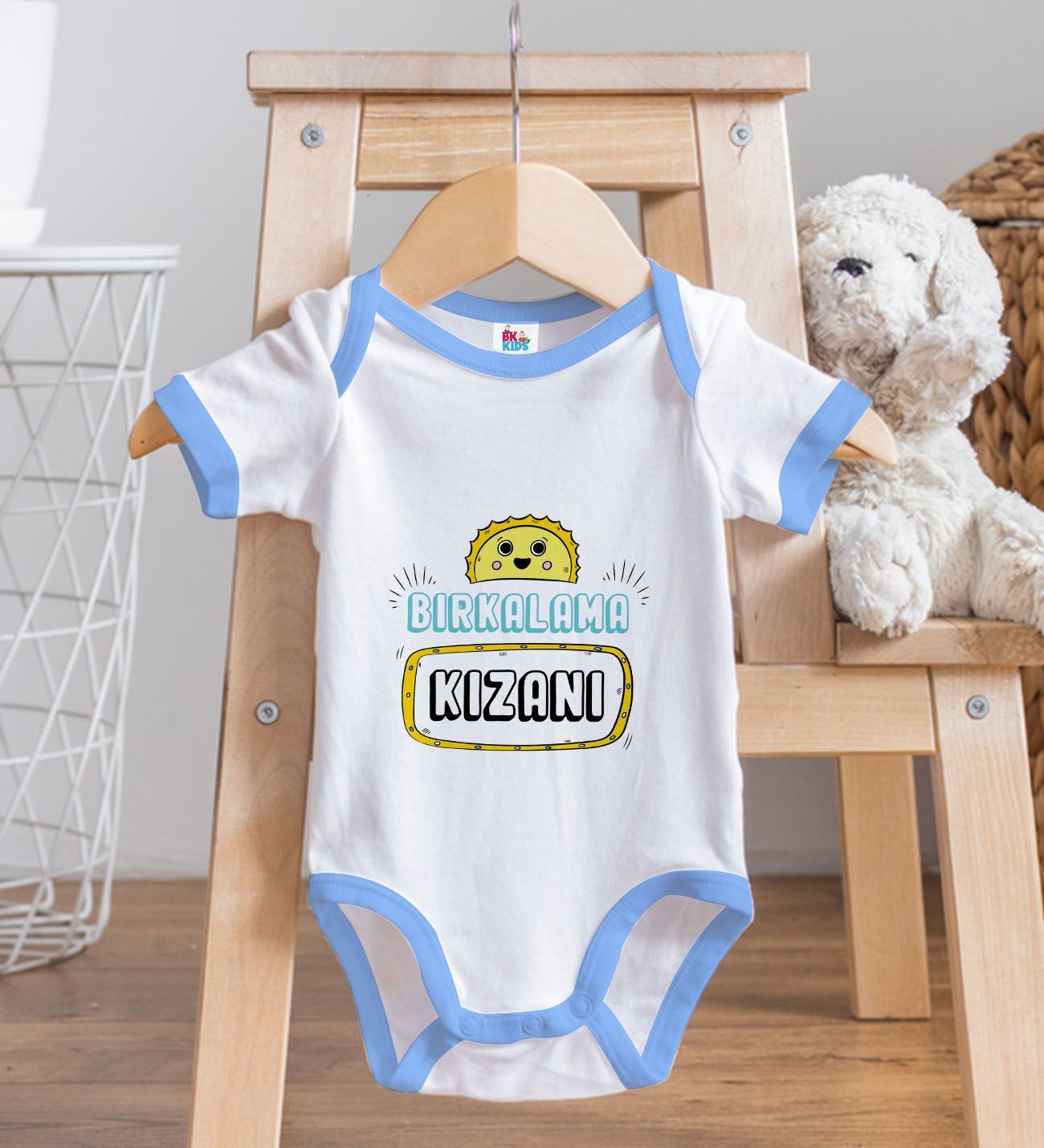 BK Kids Bırkalama Kızanı Tasarımlı Mavi Bebek Body Zıbın-1