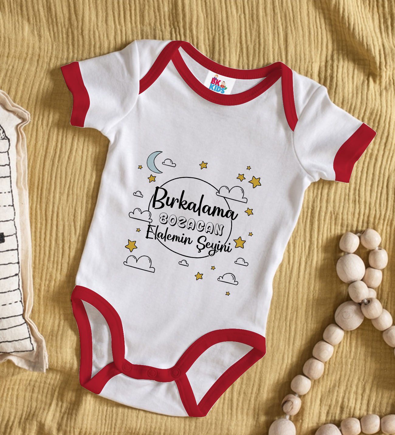 BK Kids Bırkalama Tasarımlı Kırmızı Bebek Body Zıbın-1