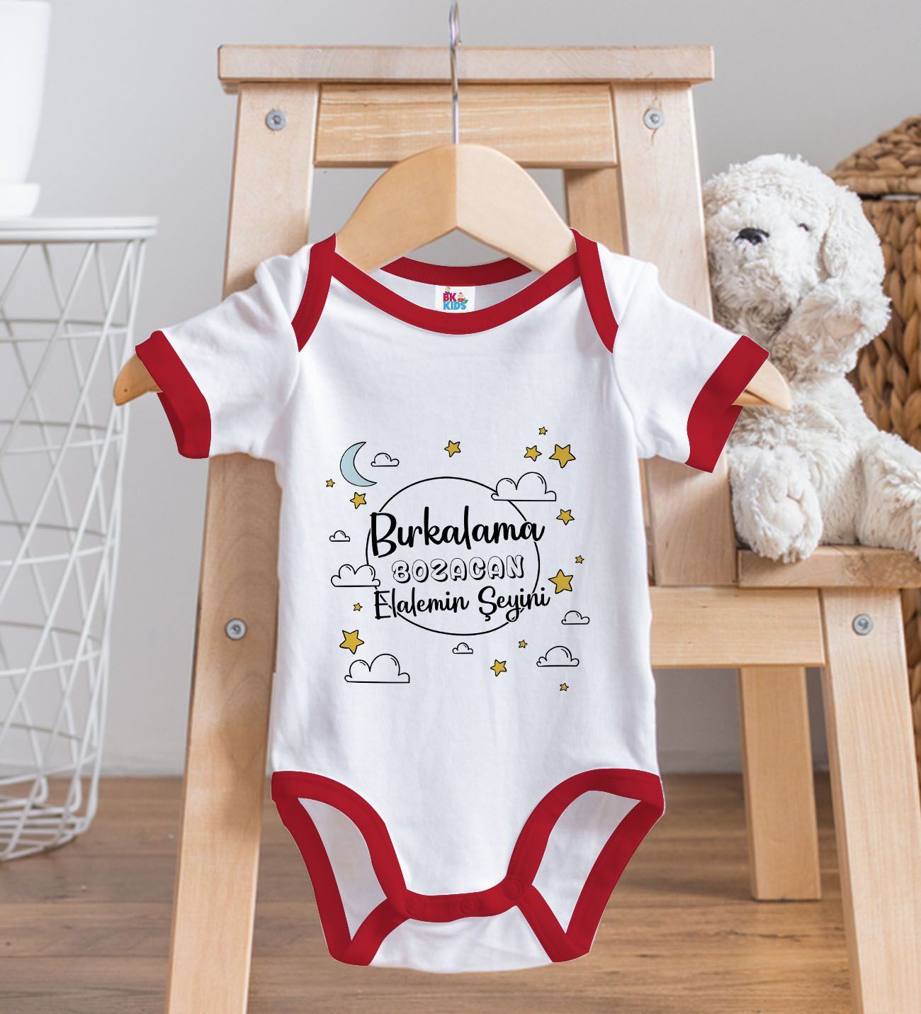 BK Kids Bırkalama Tasarımlı Kırmızı Bebek Body Zıbın-1
