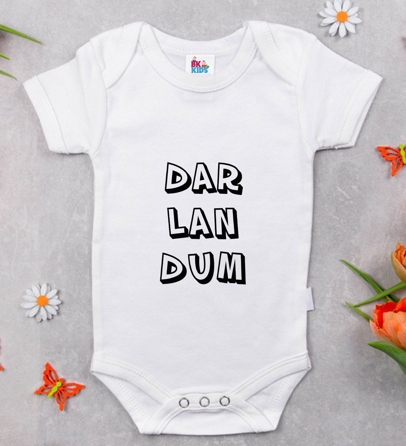 BK Kids Darlandum Tasarımlı Beyaz Bebek Body Zıbın-2 BK Kids Darlandum Tasarımlı Beyaz Bebek Body Zıbın-2