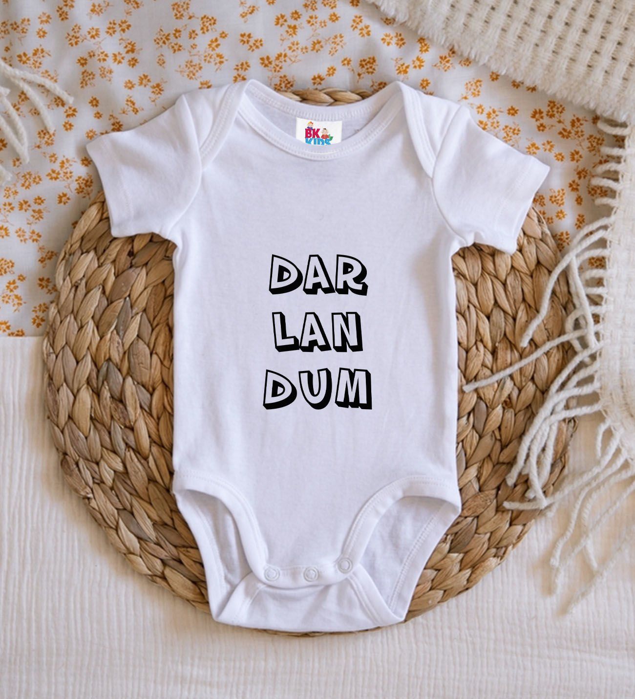 BK Kids Darlandum Tasarımlı Beyaz Bebek Body Zıbın-2 BK Kids Darlandum Tasarımlı Beyaz Bebek Body Zıbın-2