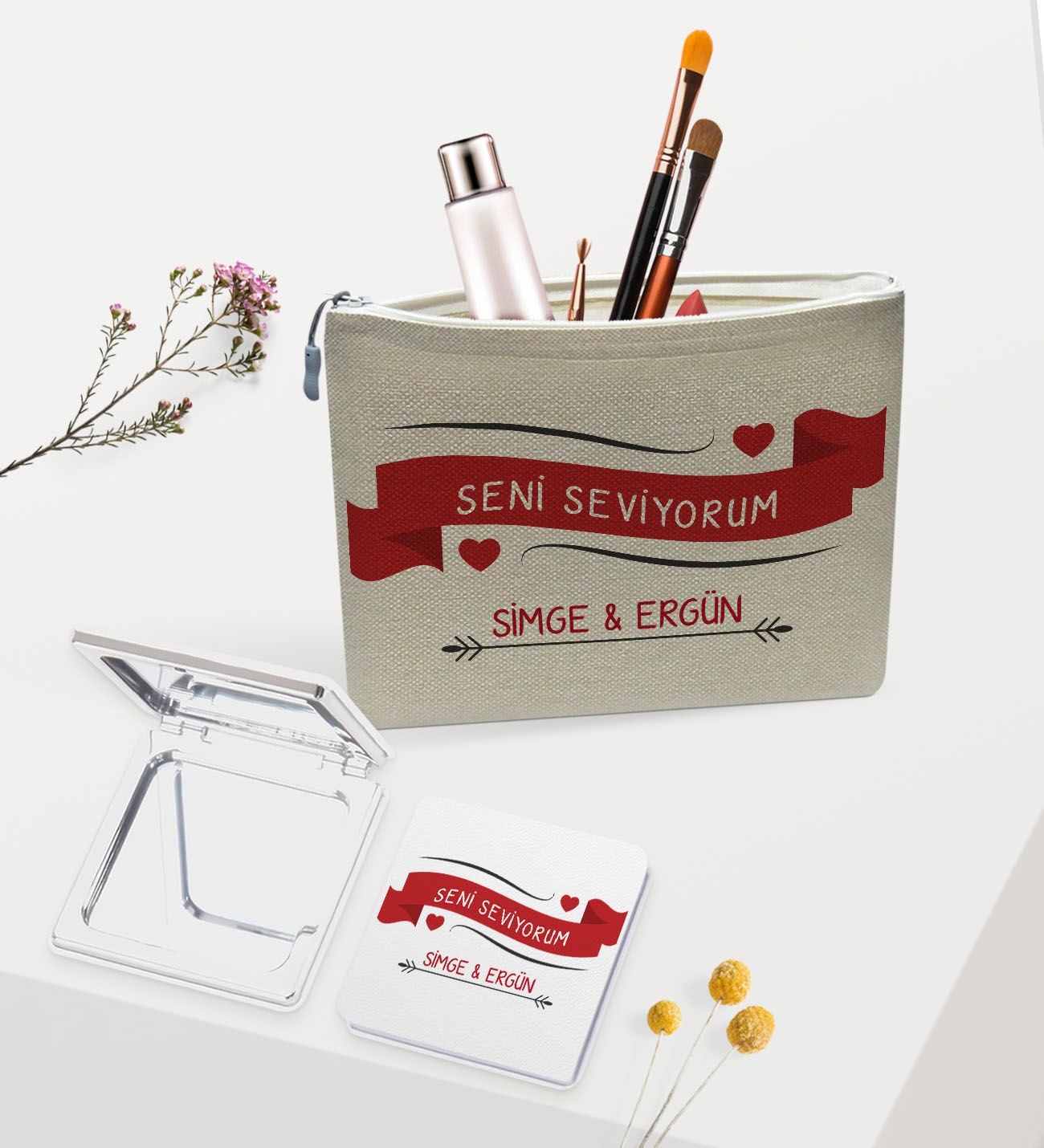 BK Gift Kişiye Özel Keten Makyaj Çantası ve Ayna Seti, Sevgiliye Hediye, Sevgililer Günü Hediyesi, Doğum Günü Hediyesi-10 BK Gift Kişiye Özel Keten Makyaj Çantası ve Ayna Seti, Sevgiliye Hediye, Sevgililer Günü Hediyesi, Doğum Günü Hediyesi-10