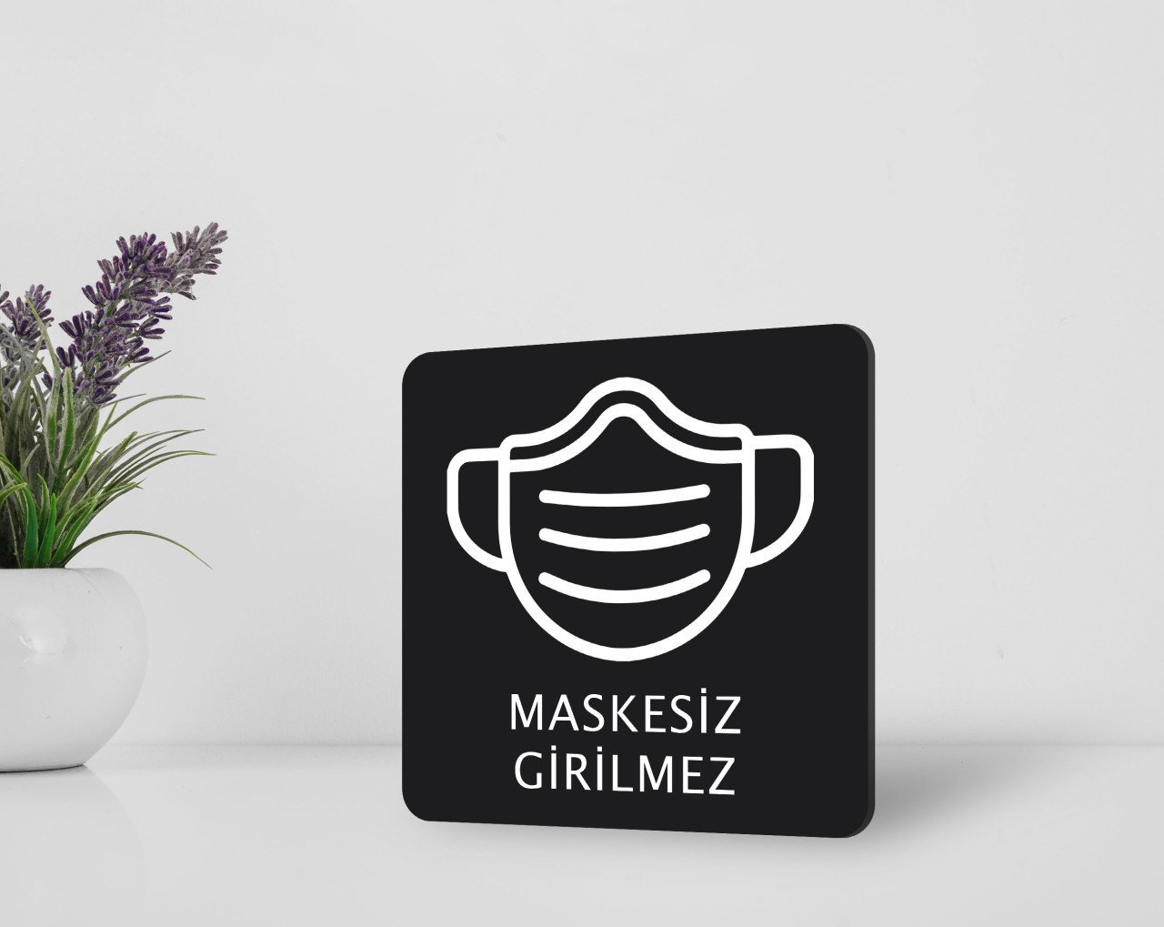 BK Home Maskesiz Girilmez Kapı Yönlendirme Levhası BK Home Maskesiz Girilmez Kapı Yönlendirme Levhası